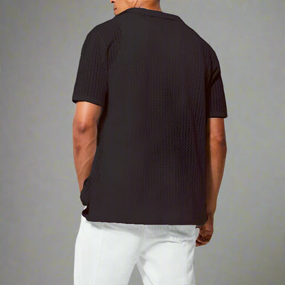 Renando | Men’s Crochet Knit Button-Up Shirt