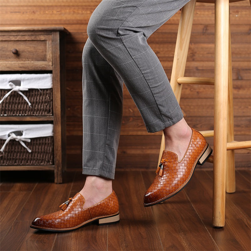 Tobias | Men’s Woven Leather Tassel Loafers