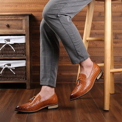 Tobias | Men’s Woven Leather Tassel Loafers