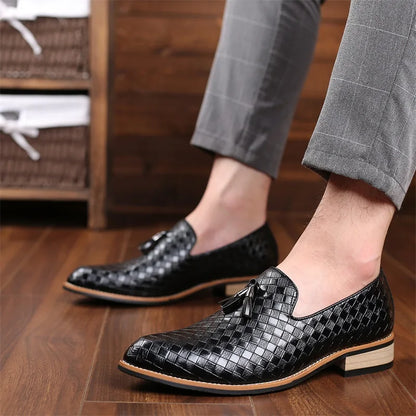Tobias | Men’s Woven Leather Tassel Loafers
