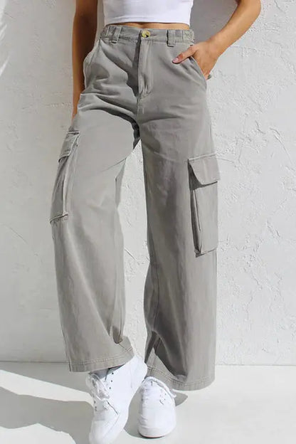 Sabine | Women’s Light Grey Cargo Trousers