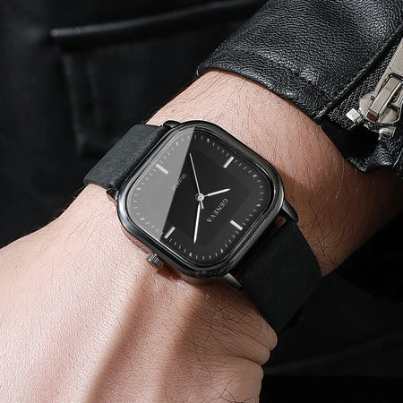 Neves | Men’s Square Minimalist Leather Watch