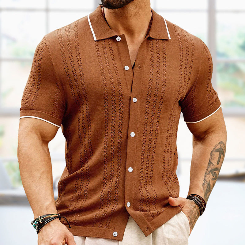 Jeronimo | Men’s Jacquard Knitted Button-Up Shirt