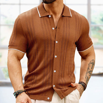 Jeronimo | Men’s Jacquard Knitted Button-Up Shirt