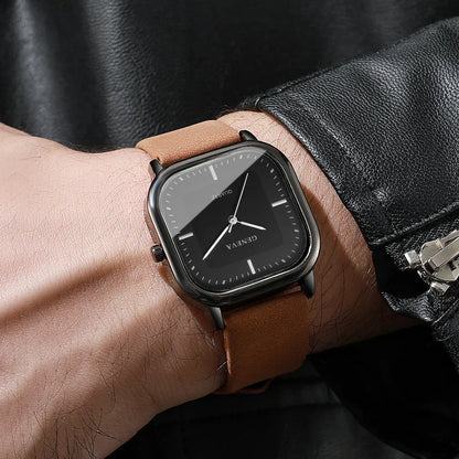 Neves | Men’s Square Minimalist Leather Watch