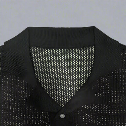 Renando | Men’s Crochet Knit Button-Up Shirt