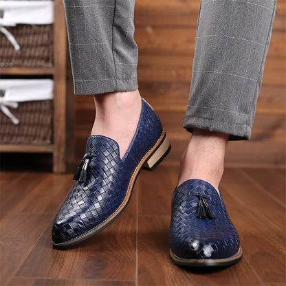 Tobias | Men’s Woven Leather Tassel Loafers