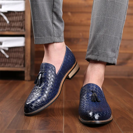 Tobias | Men’s Woven Leather Tassel Loafers
