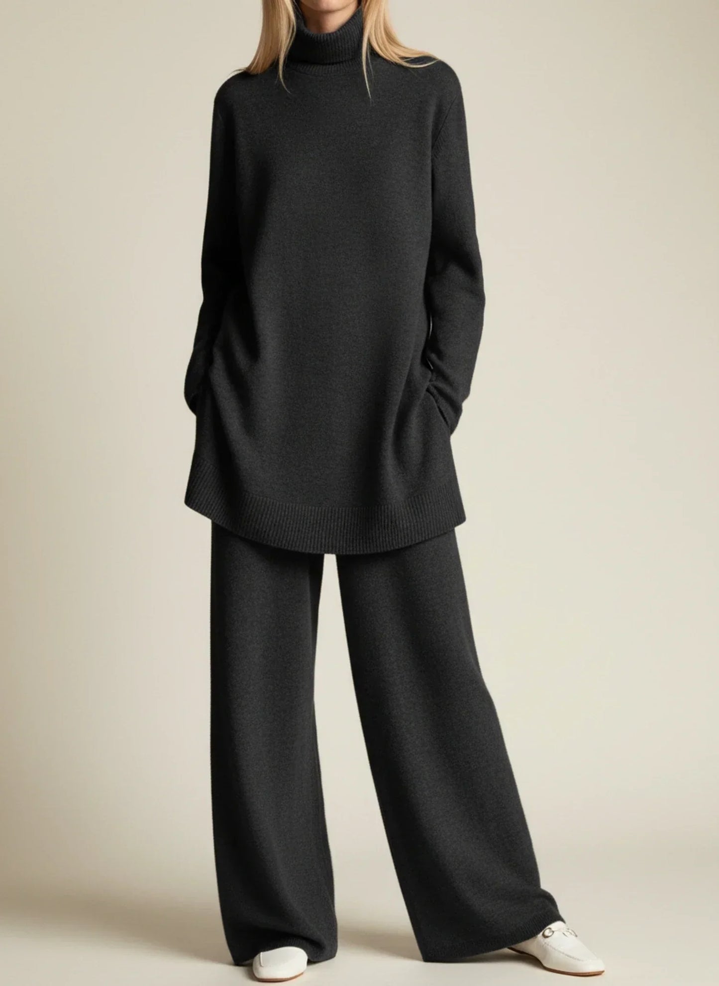 Selvane | Women’s Two-Piece Turtleneck Wide-Leg Set