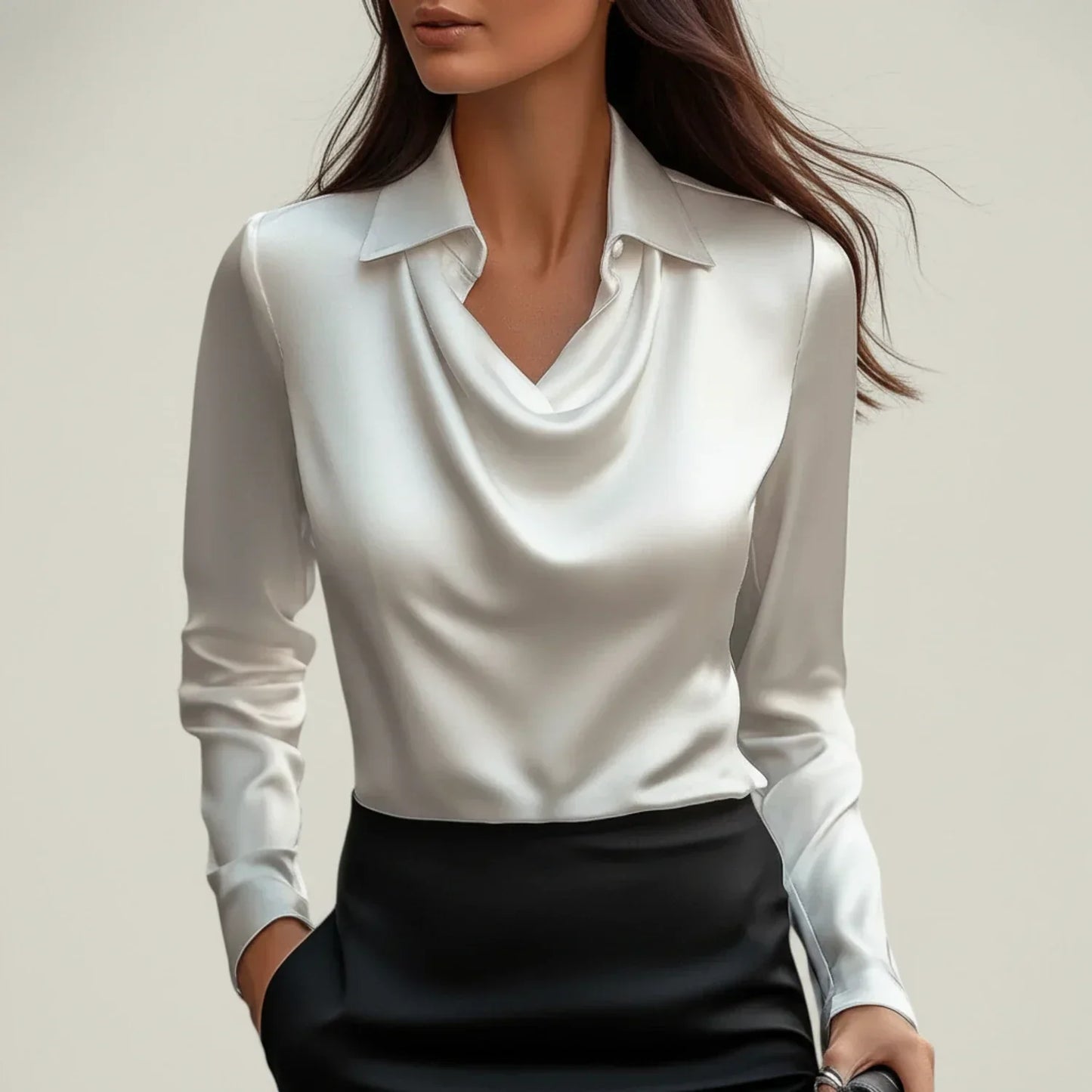 Selvoria | Women’s Cowl Neck Long Sleeve Blouse