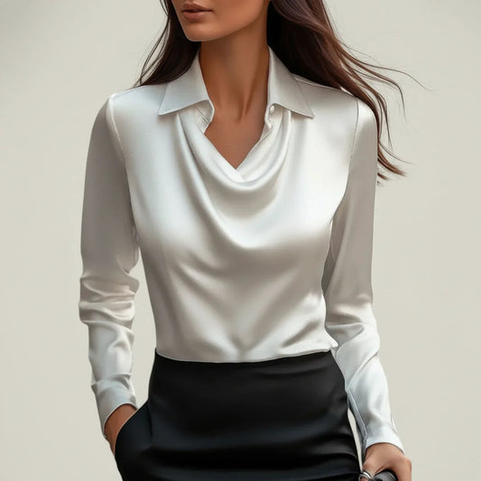 Selvoria | Women’s Cowl Neck Long Sleeve Blouse