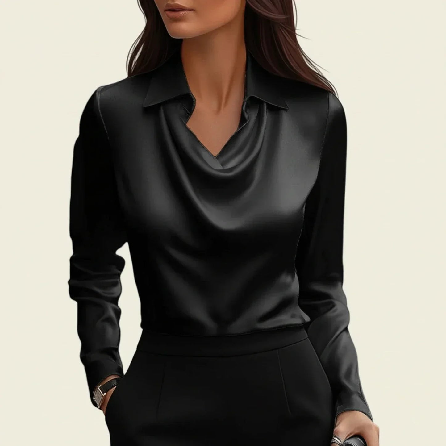 Selvoria | Women’s Cowl Neck Long Sleeve Blouse