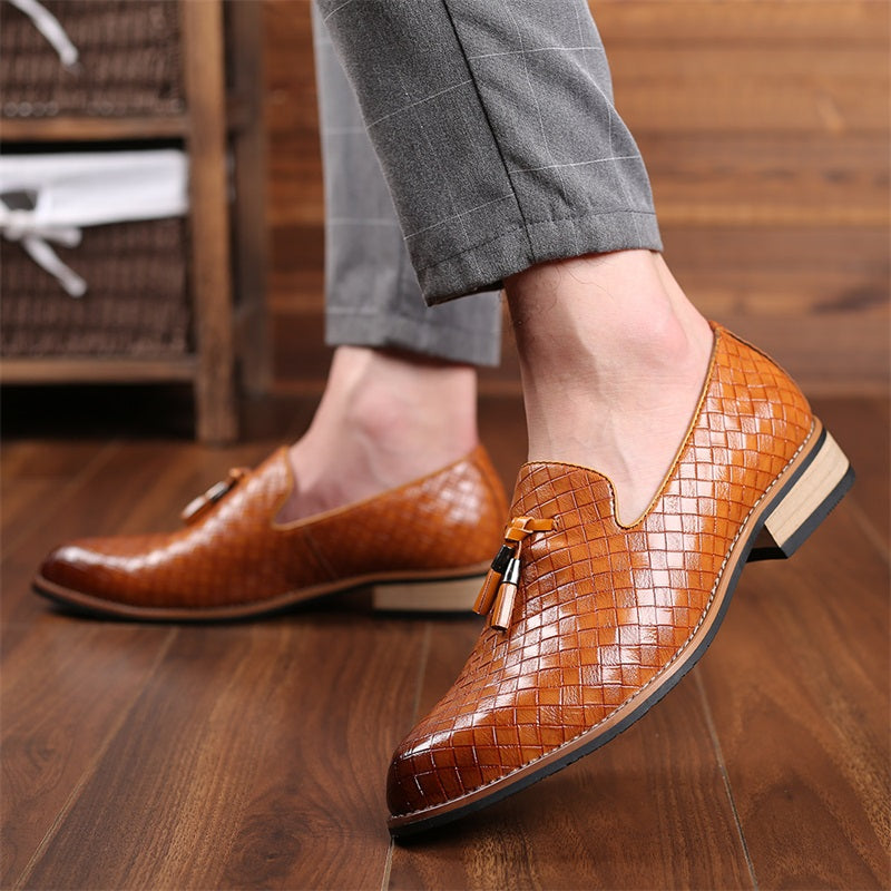 Tobias | Men’s Woven Leather Tassel Loafers