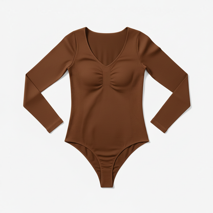 Seamless Long Sleeve Bodysuit Thong | Shapewear Bodysuit