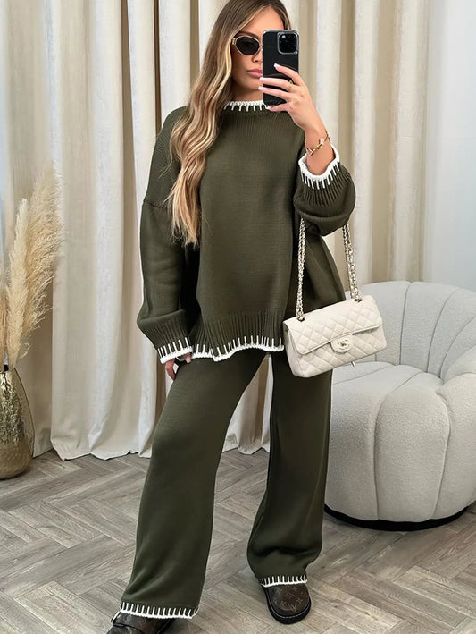 Shayla | Women’s Contrast Trim Knit Lounge Set
