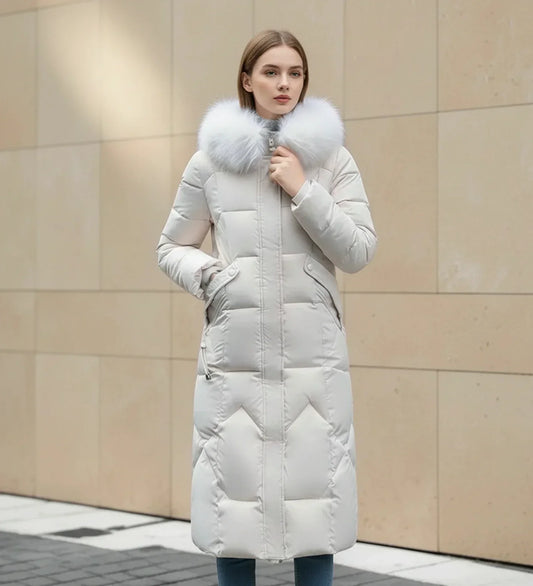 Shemia | Women’s Hooded Longline Faux Fur Trim Puffer Coat
