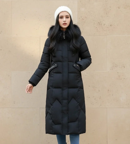 Shemia | Women’s Hooded Longline Faux Fur Trim Puffer Coat