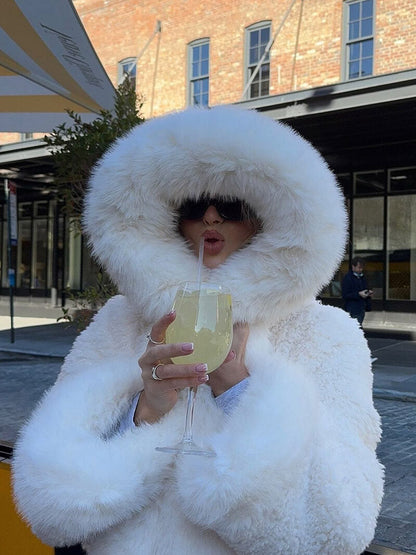 Aloura | Women’s Oversized Faux Fur Hooded Jacket