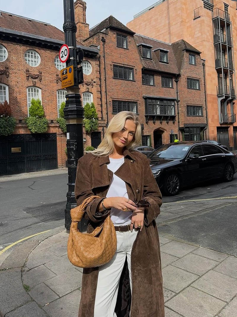 Cianan | Women’s Long Faux Suede Trench Coat