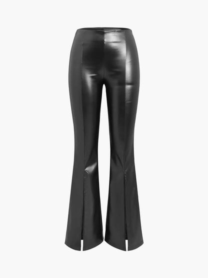 Suzie | Women’s High Waisted Faux Leather Trousers