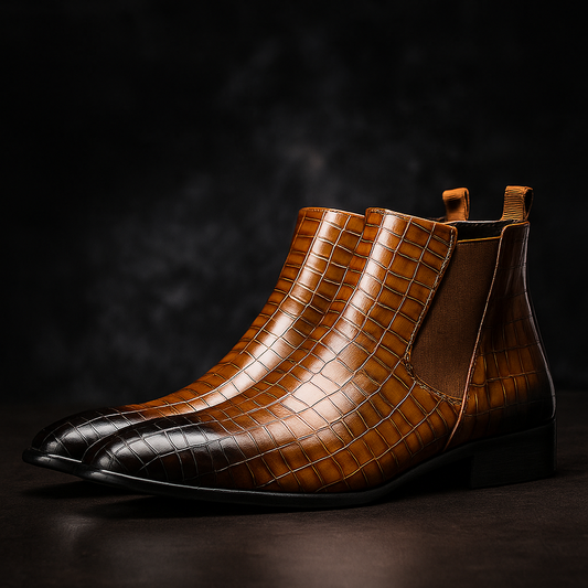 Taryne | Men’s Snakeskin Textured Chelsea Boots