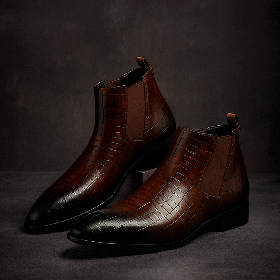 Taryne | Men’s Snakeskin Textured Chelsea Boots