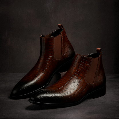 Taryne | Men’s Snakeskin Textured Chelsea Boots