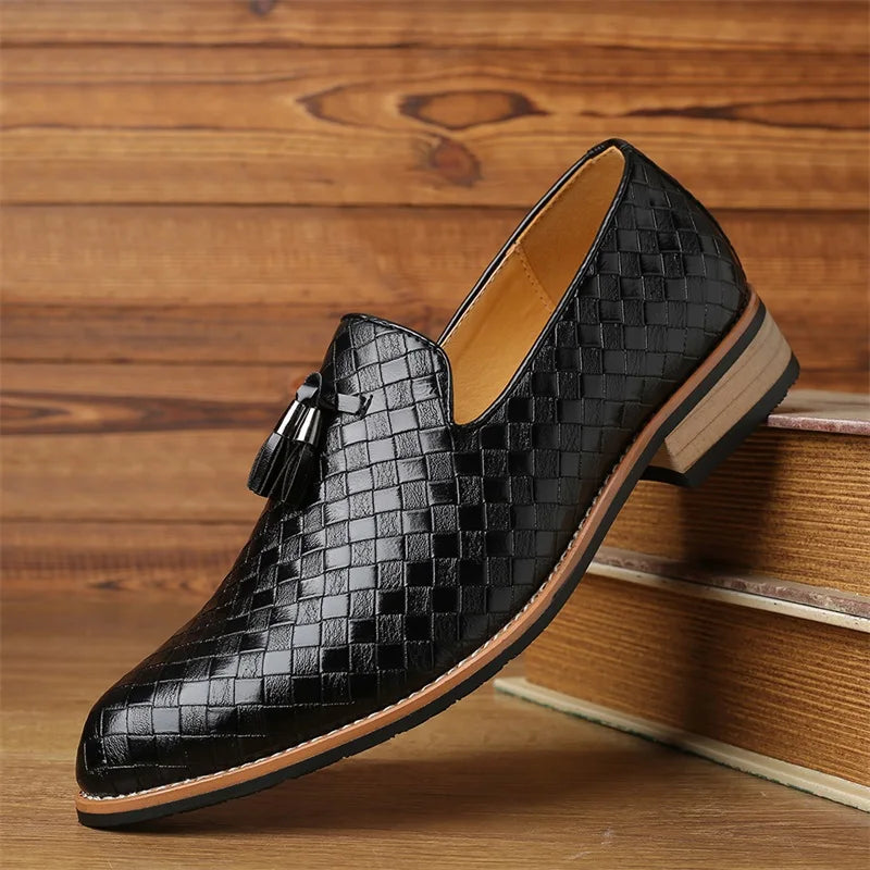 Tobias | Men’s Woven Leather Tassel Loafers