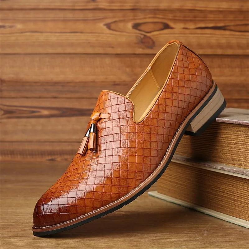 Tobias | Men’s Woven Leather Tassel Loafers