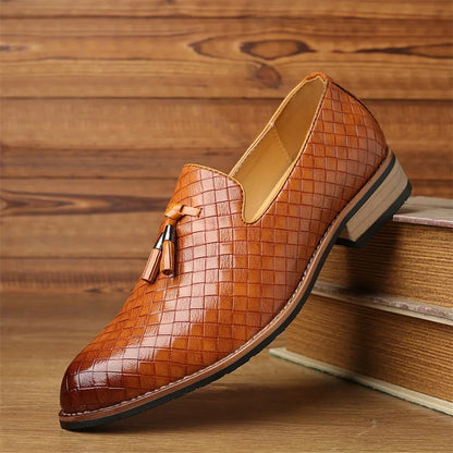 Tobias | Men’s Woven Leather Tassel Loafers