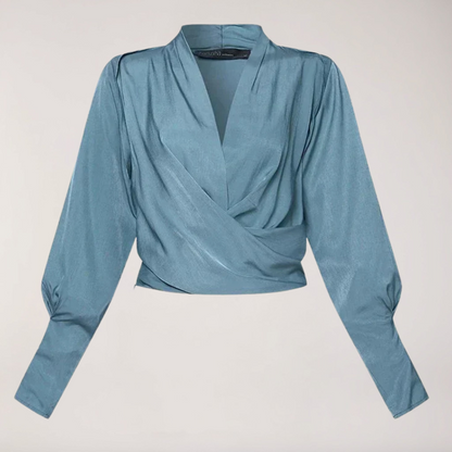 Velisse | Women’s Satin Puff Sleeve Blouse