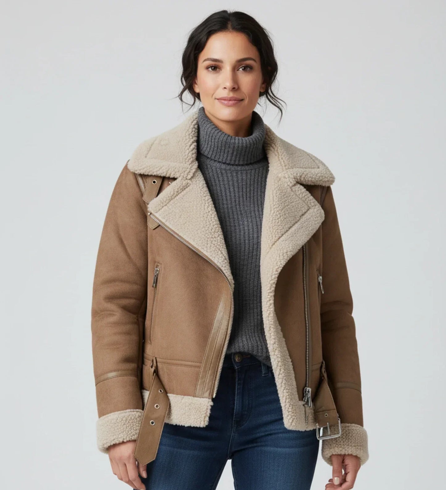 Vinese | Women’s Faux Shearling Aviator Jacket