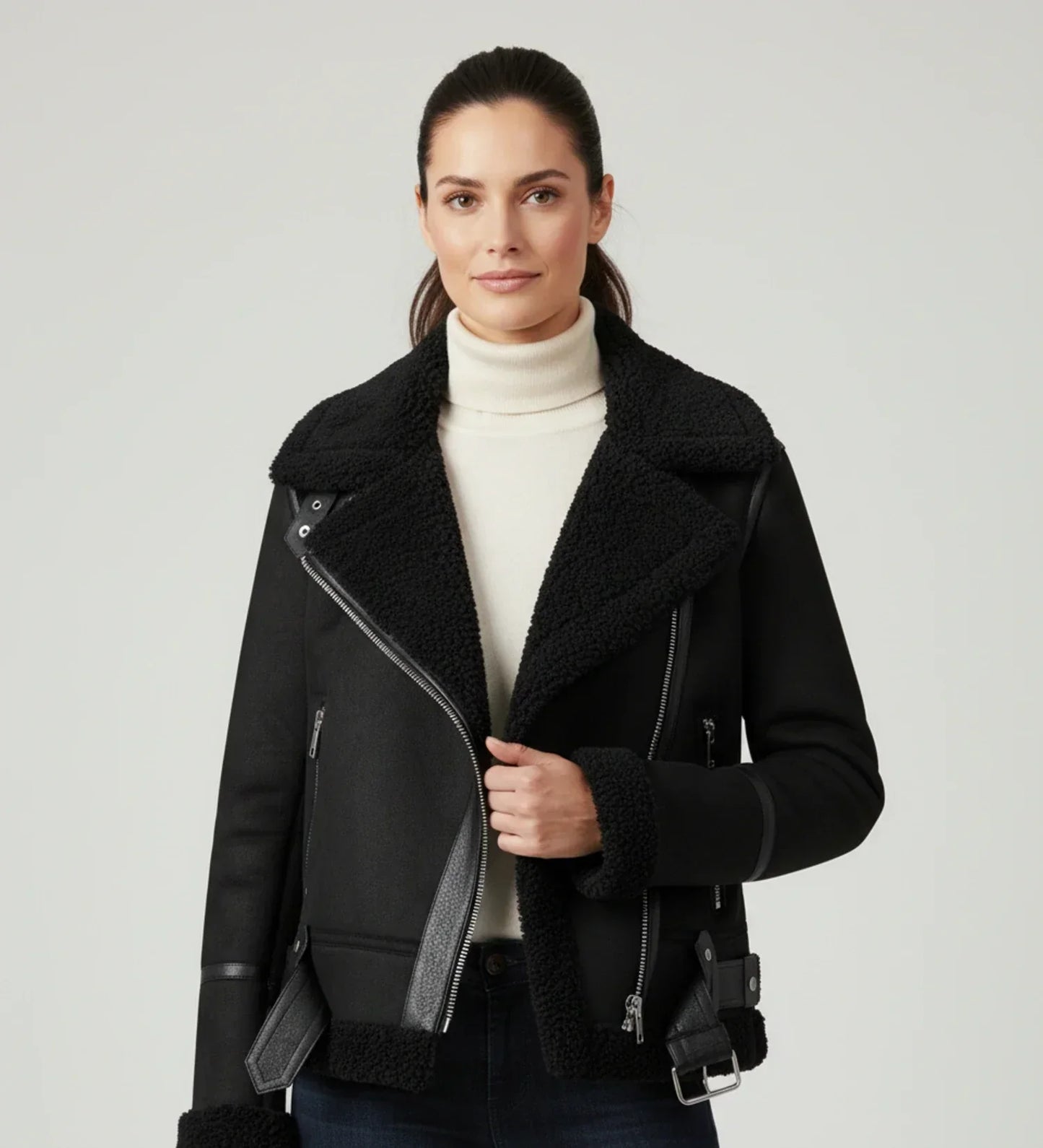 Vinese | Women’s Faux Shearling Aviator Jacket