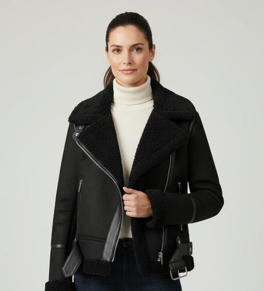 Vinese | Women’s Faux Shearling Aviator Jacket