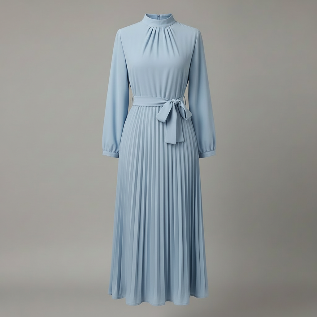 Chic Pleated Black Midi Dress | Women's Formal Dress