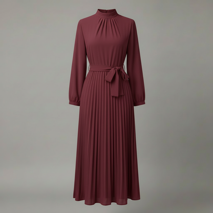 Chic Pleated Black Midi Dress | Women's Formal Dress