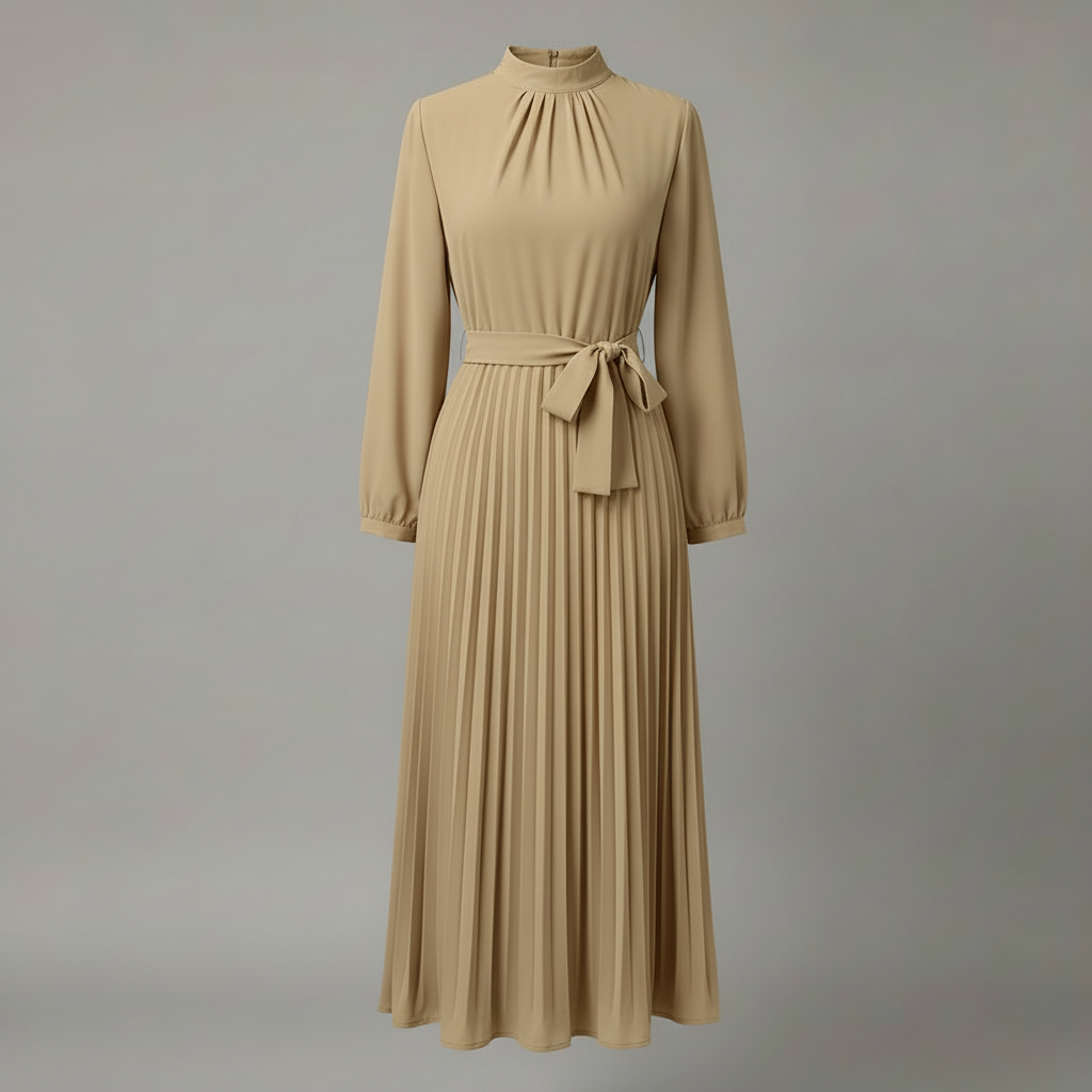 Chic Pleated Black Midi Dress | Women's Formal Dress