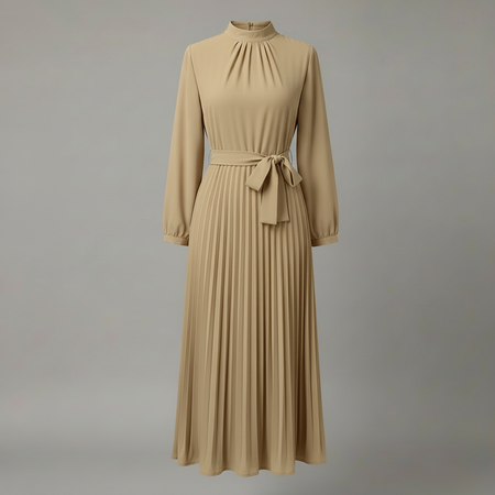Chic Pleated Black Midi Dress | Women's Formal Dress