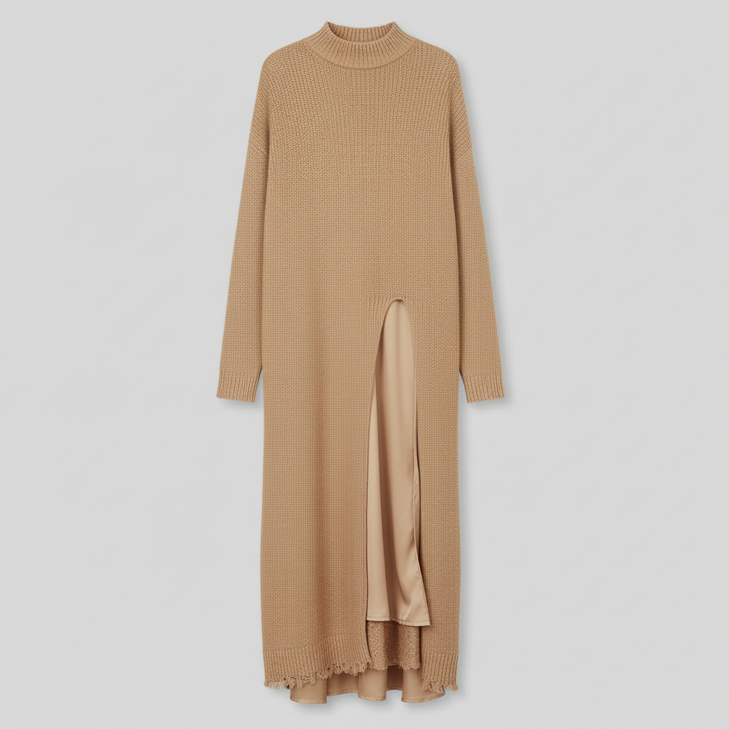 Jesika | Women's Long Sweater Dress with Side Slit