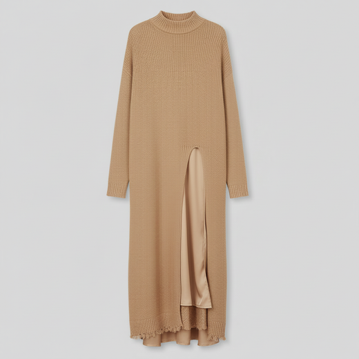 Jesika | Women's Long Sweater Dress with Side Slit