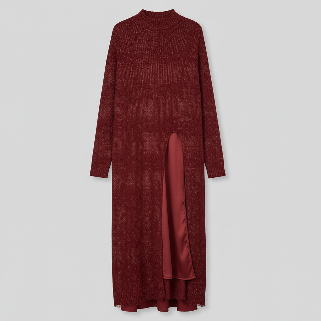 Jesika | Women's Long Sweater Dress with Side Slit