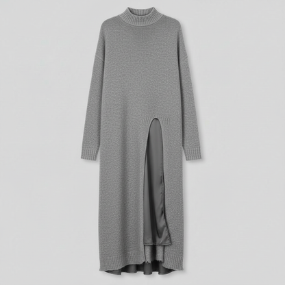 Jesika | Women's Long Sweater Dress with Side Slit