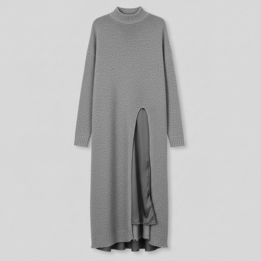 Jesika | Women's Long Sweater Dress with Side Slit