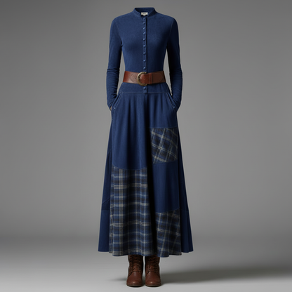 Vintage Plaid Suede Maxi Dress | Women's Maxi Dress