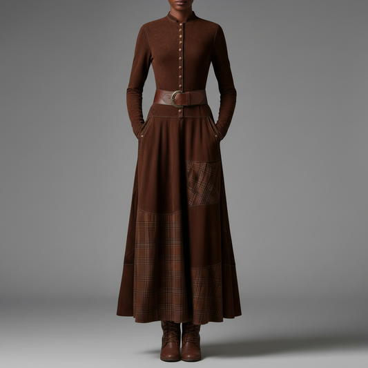 Vintage Plaid Suede Maxi Dress | Women's Maxi Dress
