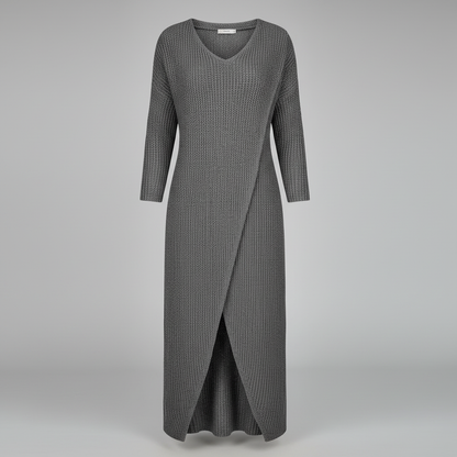 Joana | Women's Wrap Knit Winter Dress Black