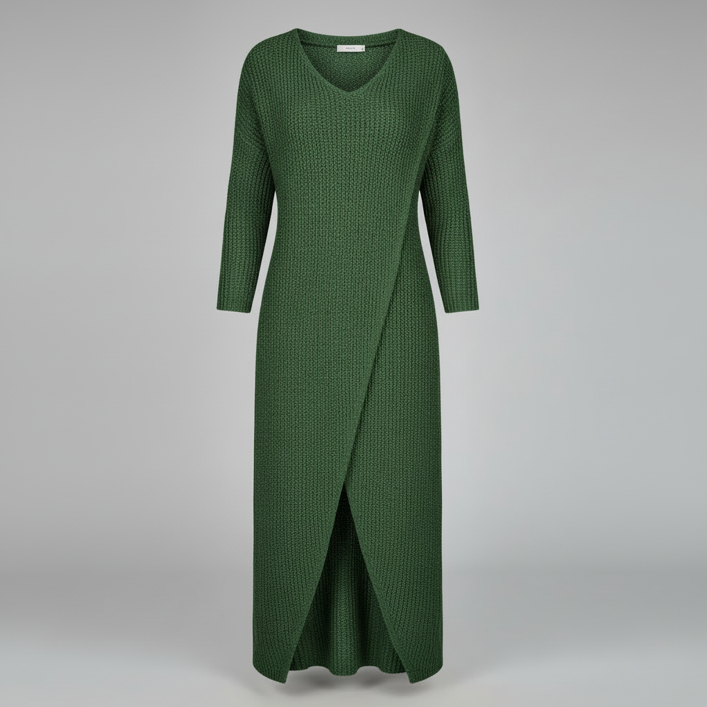 Joana | Women's Wrap Knit Winter Dress Black