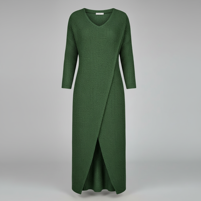 Joana | Women's Wrap Knit Winter Dress Black