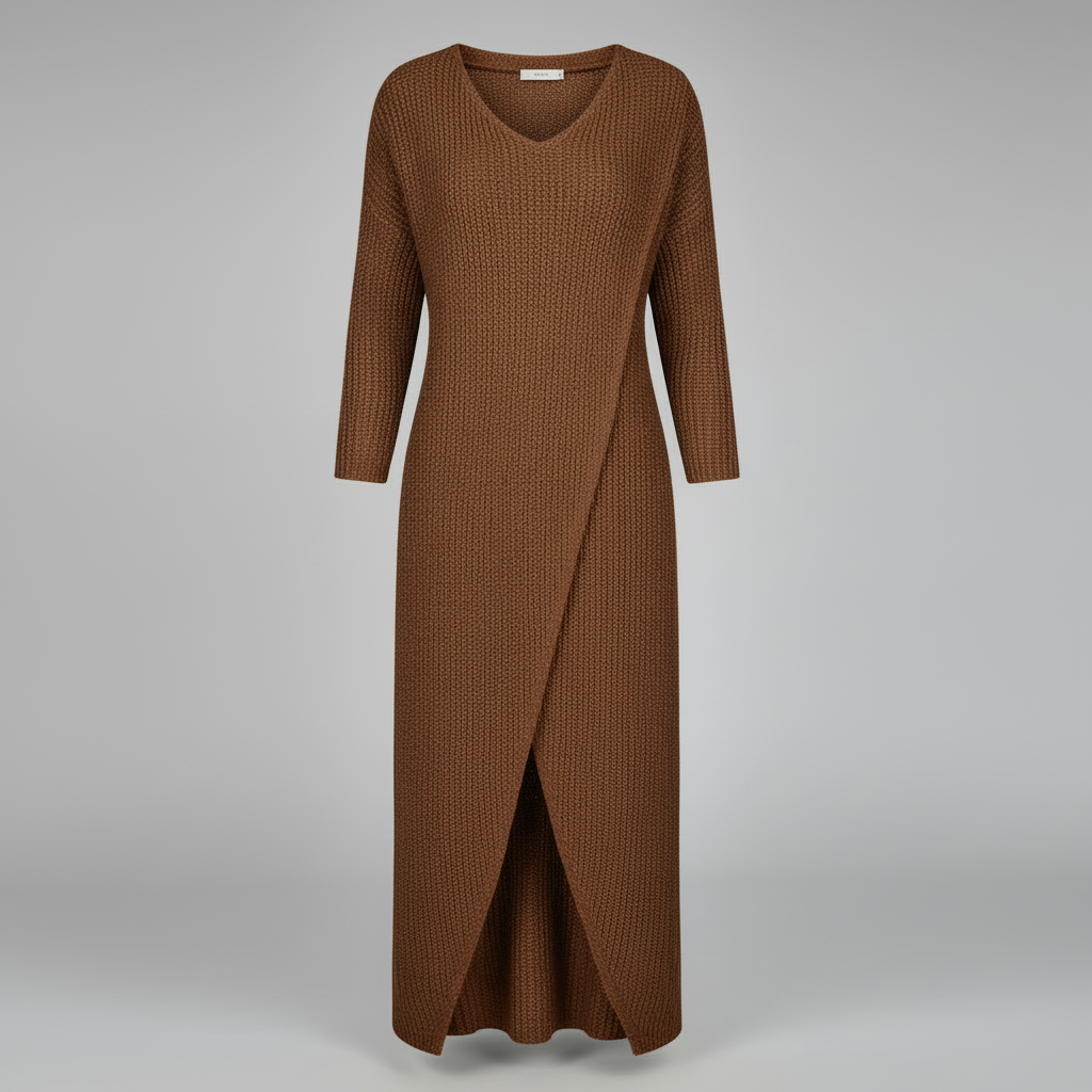 Joana | Women's Wrap Knit Winter Dress Black