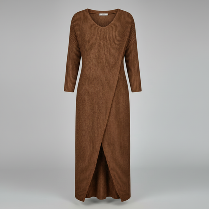 Joana | Women's Wrap Knit Winter Dress Black